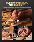 RAVS Double Bevel Striking Marking Knife Woodworking and Leather Sheath, Premium Rosewood Handle Scribing Knife with High Carbon Steel Blade for All Sorts of Wood
