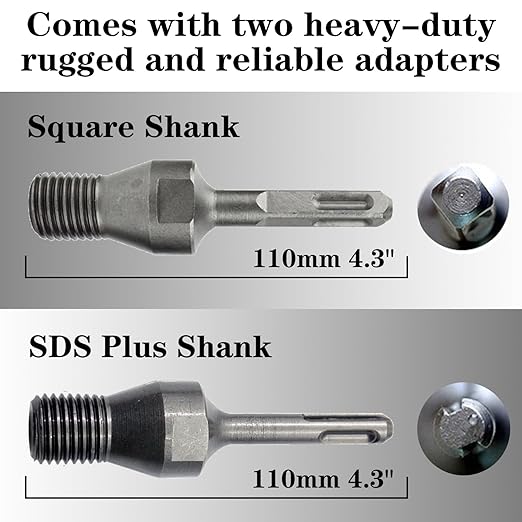 4" Dry Core Drill Bits for Cured Concrete with Rebar Brick Blonck Masonry etc 12.2in/310mm Drilling Depth，10mm Diamond Segment Height，2 Adapters