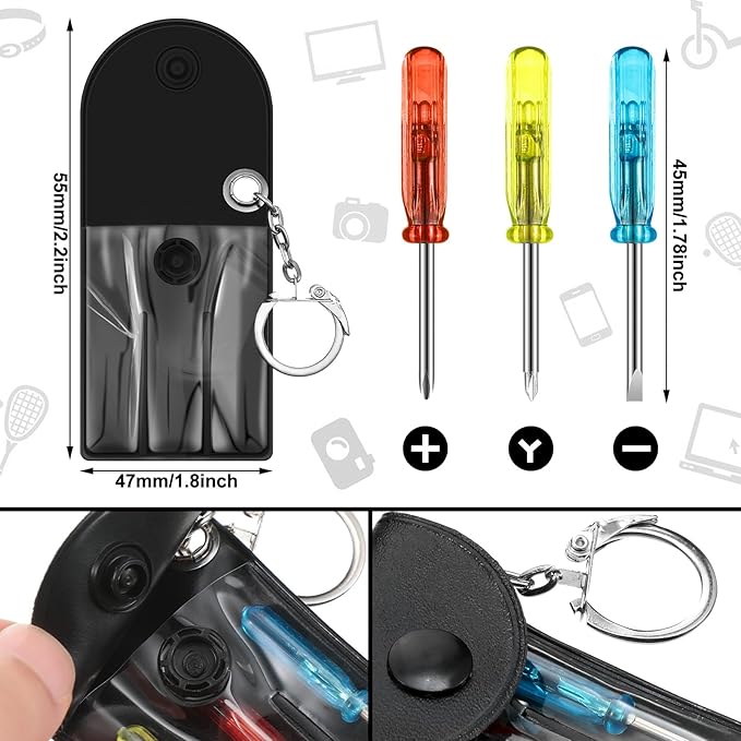 216 Pcs Mini Tape Screwdriver Keychain Set Christmas Men Gifts Bulk Adult Party Favors Multitool Pen Card Tool Measuring Keychains Stocking Christmas Stuffers for Men Dad (Yellow,Black)