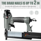 NEU Master Pneumatic Brad Nailer, 2 in 1 Nail Gun Staple Gun Fires 18 Gauge 2 Inch Brad Nails and Crown 1-5/8 inch Staples with Carrying Case and Safety Glasses (Need Air Compressor)