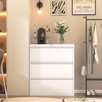 Superday Lateral File Cabinet 3 Drawer Metal File Cabinet with Lock, White Filing Cabinets for Home Office, Locking Filing Cabinets Hanging Files Letter/Legal/F4/A4