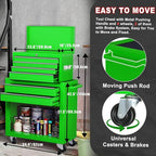 8-Drawer Rolling Tool Chest, 2-in-1 Tool Box Organizer with Lockable Wheels, Sliding Drawers, and Detachable Top, Garage Workshop Tool Storage Cabinet, Green