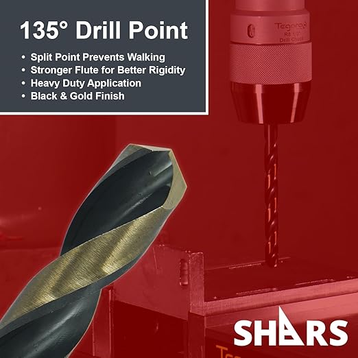 Shars #1 - #60 135° 60 Pcs HSS Heavy Duty Black & Gold Finish Jobber Drill Set 404-2932 P)