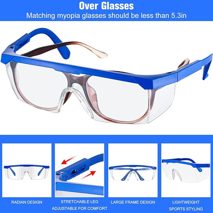 100 Pairs Safety Goggles Bulk Protective Glasses for Shooting Lab Safety Goggles Over Glasses for Kids Adult