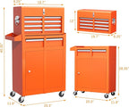 INTERGREAT Tool Chest Cabinet, 5-Drawer Rolling Tool Chest with Detachable Top Tool Box, Tool Chests with Universal Lockable Wheels, Metal Tool Cart for Garage, Workshop, Barbershop(Orange)