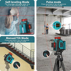 Takamine 12 Lines 3D Self Leveling Laser Level Pro, 3x360 ultra-bright Red Line with Brightness Adjustment, Two Li-ion Batteries, Remote Controller, Magnetic Rotating Stand Included