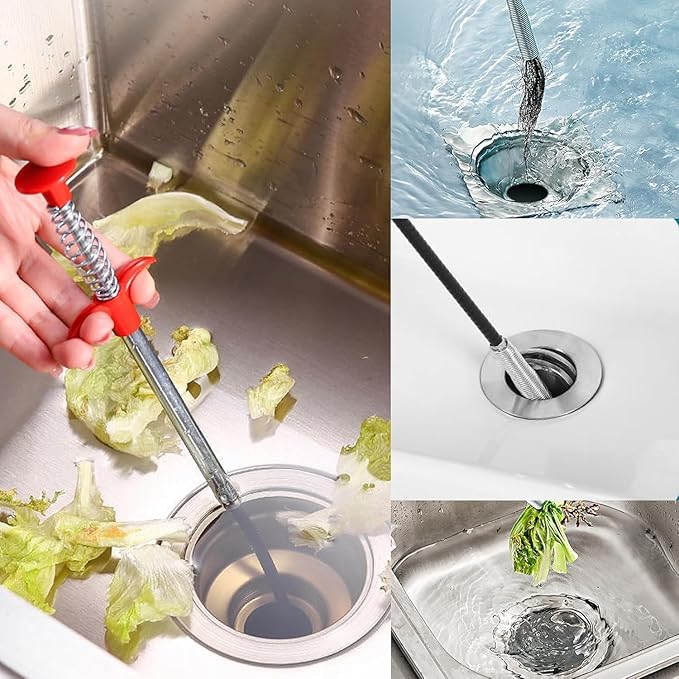 Drain Snake Hair Drain Clog Remover Tool - 114inch Sink Drain Cleaner for Toilet Sewer Shower Kitchen Bathroom Tub Clogged Drains Opener Cleaning Tool