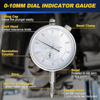 DASBET 110Lbs Magnetic Base with Fine Adjustment, 0-10mm Range Dial Indicator Magnetic Dial Indicator Holder Set in Strong Carry Box