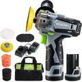WORKPRO 12V Cordless Polisher, 3" Mini Car Detailing Buffer & Sander Machine Kit with 2 Li-Ion Batteries, Variable Speed Trigger for Auto/DIY Polishing/Sanding/Waxing