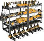 Power Tool Organizer Wall Mount：Heavy Duty Drill Holder Rack with 8 Slots, 4-Tier Metal Tool Shelf for Garage Storage, Workshop, DIY(32inch)