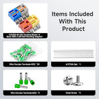 4Pcs KV225G DIN Rail Terminal Blocks, 3-Pole 1 in 6 Out Push-in Wire Connector/Splitter, 690V 24A