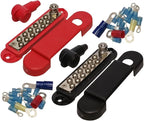 JQuad(Pair - Red & Black) 12 Terminal Distribution Block -BUSBARS- with Ring Terminals