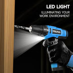 PULITUO 12V Blue Cordless Drill Set - Power Drill Kit with Battery and Charger, 3/8-Inch Keyless Chuck, Built-in LED, 21+1 Torque Setting