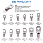 Glarks 105Pcs 12 Type Heavy Duty Wire Lugs Battery Cable Tinned Copper Eyelets Tubular SC Ring Terminals Connectors with Spy Hole Assortment Kit