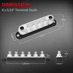 DAIERTEK 12V Bus Bar 6 x 5/16" (M8) Terminal Studs 12 Volt Power Distribution Block with Cover Battery Bus Bar 12V - 48V Positive & Negative for Automotive Car Boat Solar System