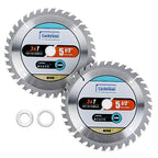 Luckyway 2-Pack 5-1/2 Inch 36T with 5/8 Inch Arbor TCT Circular Saw Blade Finishing and Trimming Saw Blade, Cordless Trim Saw Blade for Cutting Wood(1/2-Inch and 10-mm Reducer Bushings Include)