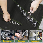Heavy-Duty 32-Pocket Wrench Roll-Up Organizer - Made with 16 oz. Waxed Canvas, Fits Metric & SAE Wrenches, Perfect for Mechanics, DIYers, and Tool Storage (Army Green)