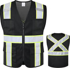 Class 2 Safety Vest with Zipper Front and multiple Pockets, High Visibility Vest, Meets ANSI/ISEA Standards