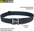 MELOTOUGH Tool Web Work Belt Buckle 2" inch Wide belt Black Simple Style for Woodworkers and Contractors