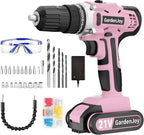 GardenJoy Cordless Power Drill Set - 21V Electric Drill Driver Kit with Battery and Fast Charger, 65pcs Acessories, 2 Variable Speed Control, 3/8-Inch Keyless Chuck and 24+1 Torque Setting