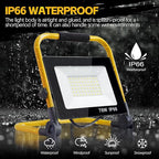 7000LM LED Work Light 5ft Cord with Plug,with Individual Switch.Portable,IP66 Waterproof with a stand.For camping,garage, car repair, workshop and job sites.Great for replacing old halogen work lights