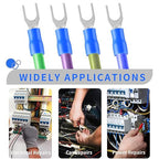 BokWin SV1.25-4S 22-16AWG Blue Insulated Fork Spade Wire Connector Electrical Crimp Terminal 500Pcs