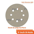 Orbital Sander Paper 5 Inch 8 Hole 220 Grit Sanding Disc,Hook and Loop Wet/Dry Gold Replacement Sandpaper,Suitable for Wood,Plastic Grinding and Polishing,Pack of 50