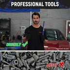 Magnetic Socket Organizer, 3-Piece Heavty Duty ABS Socket Holder, Socket Rail for Tool Box, Premium Quality 360° Swivel Socket Rack with 42 Clips for 3/8-Inch(Blue)