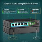 5 Port 2.5G Base-T Smart Web Ethernet Switch Managed with 10Gbps SFP Port, Compatible with 100/1000/2500Mbps Network, VIMIN 6-Port 2.5 Gigabit Managed Network Switch for 2.5G NAS, PC, Wireless AP