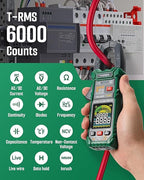 TESMEN TCM-300D Digital Clamp Meter, 6000 Counts Multimeter, Voltage Tester with AC/DC Current &Voltage, Auto-Ranging Voltmeter with Inrush Capacitance Resistance Diode Continuity NCV/Live Wire