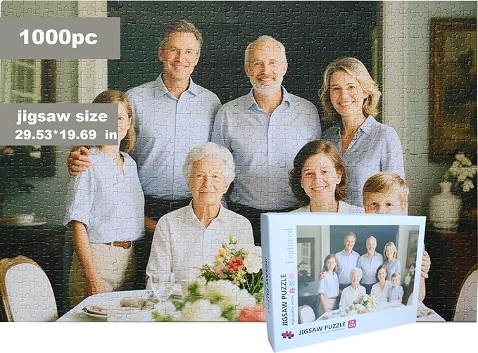 Photo Puzzles for Gift, Pets, Festivals, Weddings, Family Gatherings, Adult Customized Puzzles Jigsaw (Vertical or Horizontal) (None) (1000.PC with (Vertical/Horizontal))
