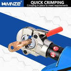 Electric Hydraulic Cable Lug Crimping Tool Range 8 AWG-600 MCM Rechargeable Crimper 6 Ton Electrical Terminal Cable Wire Fiber Crimper Kit with 12 Dies