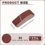 HARFINGTON 6 x 48 Inch Sanding Belts, 5 Pcs 80 Grits Aluminum Oxide Abrasive Belt Sander File Belt for Woodworking, Metal Polishing, Knife Sharpener