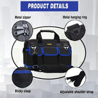 22 Inch Tool Bag, Waterproof Wide Mouth Tool Kit, Heavy Duty Tool Bag Organizer With Shoulder Straps, Tool Storage Package For Men/Women (Blue22IN)