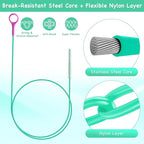 Drain Snake Hair Drain Clog Remover, 37-Inch Anti-Break Metal Sink Snake Drain Hair Removal Tool with Nylon Layer, Plumbing Snake Drain Cleaner Tool–6 Pack for Bathroom, Shower, Kitchen Sink, Bathtub