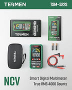 TESMEN TSM-522S Smart Digital Multimeter, Auto-Ranging Volt Meter, TRMS 4000 Counts Voltage Tester Measures Voltage, Capacitance, NCV, Frequency, Ohm, Continuity, Diode, Live Wire for Automotive, DIY