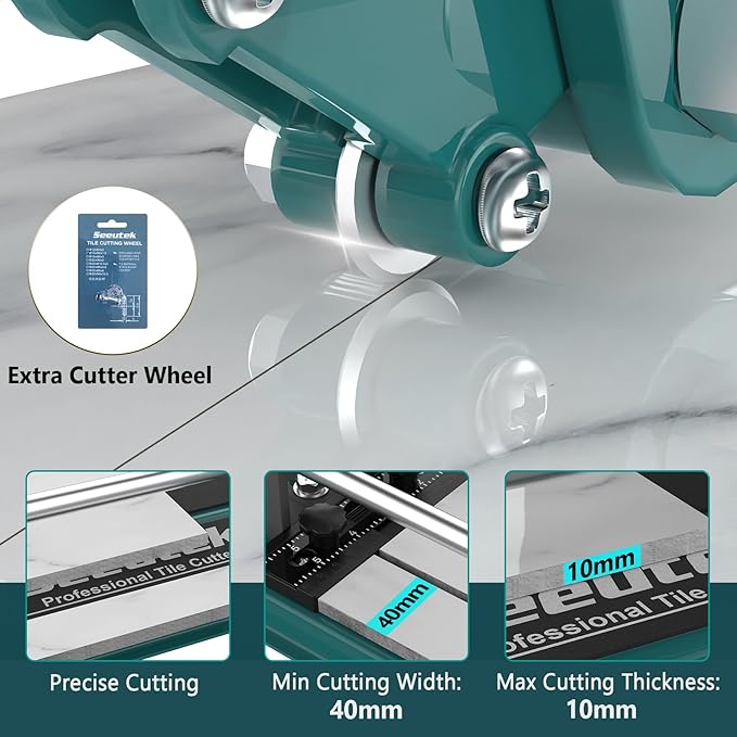 Seeutek Manual Tile Cutter, 17 inch Professional Porcelain Ceramic Tile Cutter, Double Rails Design Tile Cutter Tool with Tungsten Carbide Cutting Wheel