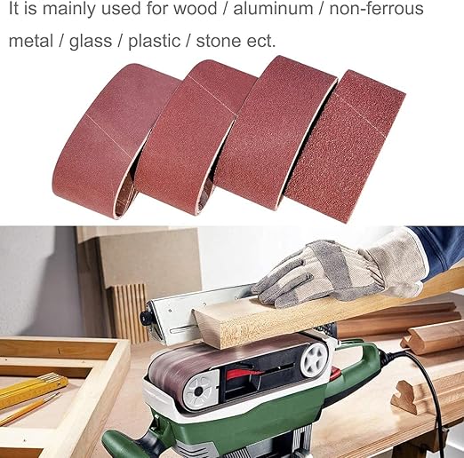 3X18 Inch Aluminum Oxide Sanding Belt, 15PCs Sanding Belt Set, 3 of Each 80/120/150/240/400 Assorted Grit, Abrasive Belts for Belt Sanders