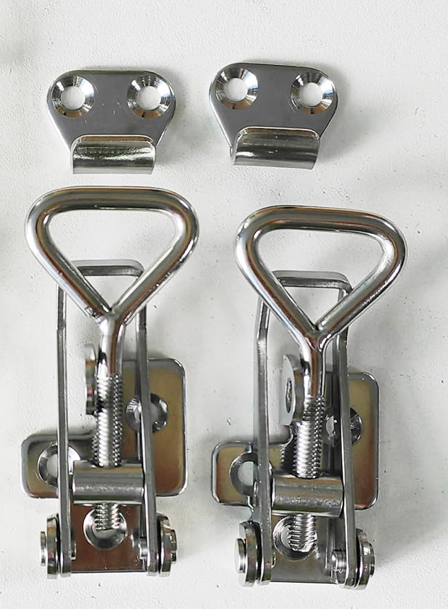 Adjustable Buckle Cabinet Boxes Lever Handle Toggle Catch Latch Lock with Screws,2 Pcs (SK-2S,Range:97-123mm)