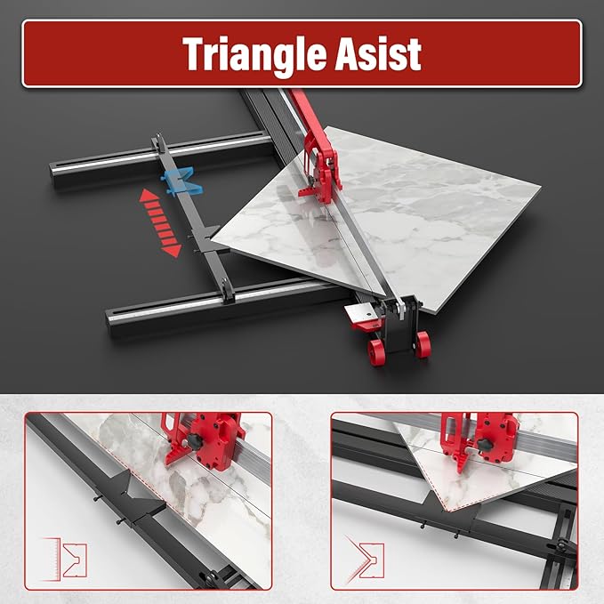 IKOVWUK 48 inch Tile Cutter, Manual Tile Cutter Tool with Anti-Skid Feet, High Precision Ruler & Triangle Assist, Durable All-steel Frame for Professional Cutting
