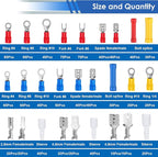 smseace 1100Pcs Crimp Wire Connectors with Crimping Tool Packed in Handheld box 22-10AWG Insulated Crimp Spade/Fork/Ring/Butt Electrical Speaker Wire Connector
