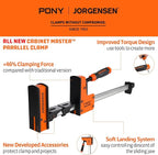 JORGENSEN 18-Inch Parallel Bar Clamp, Heavy-Duty Cabinet Master Clamp for Woodworking Glue-Up, 2200 lbs Force, Quick Release, Spreader Function, 2-Pack
