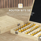 CSOOM 70PCS Router Bits Set - 1/4” Shank, Carbide Tipped Router Bits for Professional Woodworking, Includes Multiple Shapes , Yellow,for Professional and Beginners Carpenter