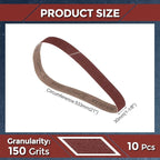 10 Pcs Sanding Belts 1-1/8 x 21 Inch 150 Grit Aluminum Oxide Abrasive Sandpaper for Belt Sander Metal Grinding Wood Working Weld Rust Removal