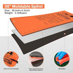 RHINO RESCUE First Aid Splint 36" X 4.3" Orange-Gray, Keep Bones in Position (1, Folded)