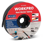 WORKPRO 100 FT 1/4" Heat Shrink Tubing, 3:1 Ratio Dual Wall Adhesive Lined Heat Wire Shrink Wrap Tubing, Industrial and Marine Grade Shrinking Cable Tube, Insulation Sealing and Flame Retardant