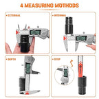HARDELL Digital Caliper 12 Inch, All Stainless Steel digtial Caliper Measuring Tool with 3-Batteries & Extra Cover, IP54 Waterproof Micrometer Vernier Caliper, Inch/MM/Fraction, Auto-Off