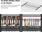 JUNNUJ Power Tool Organizer Floor Stand with Charging Station, Garage Adjustable Storage Rack Utility Tool Shelf with 8 Outlet 10 FT Power Strip, Heavy Duty Drill and Battery Holder