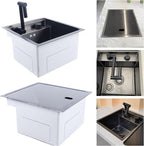 15-inch Hidden RV Kitchen Bar Sink with Folding Faucet, Cover, Drain Pipe and Strainer Full Set, Small Stainless Steel Prep Sink for Workstation, RV, Kitchen and Bar(Black)