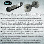 ASSORTS British Whitworth BSW & Metric Screws Bolts Pitch Measure Thread Guage 51 Blades